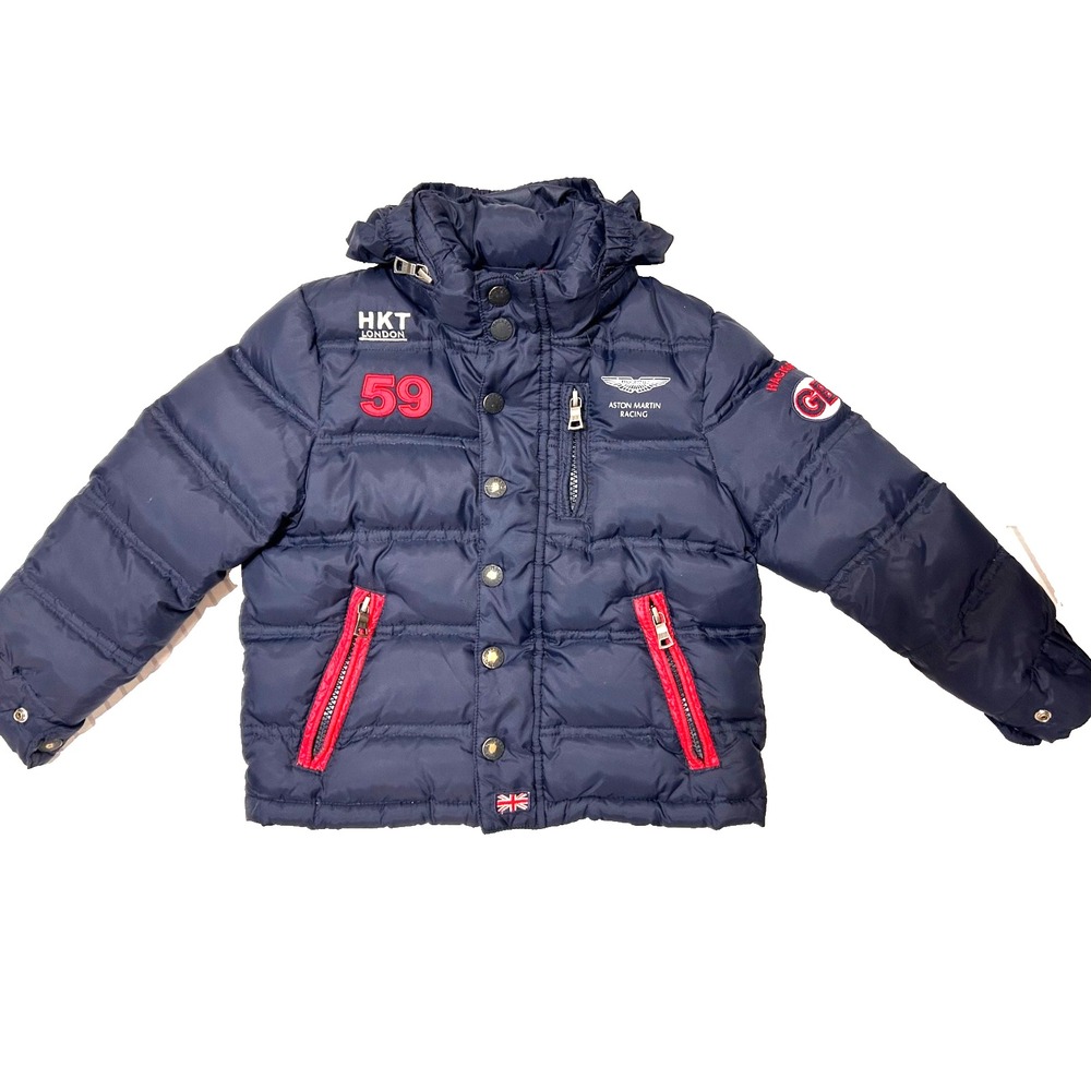 Aston Martin London Racing Hackett Toddler Size 3 4 Down Jacket Winter Hood a2